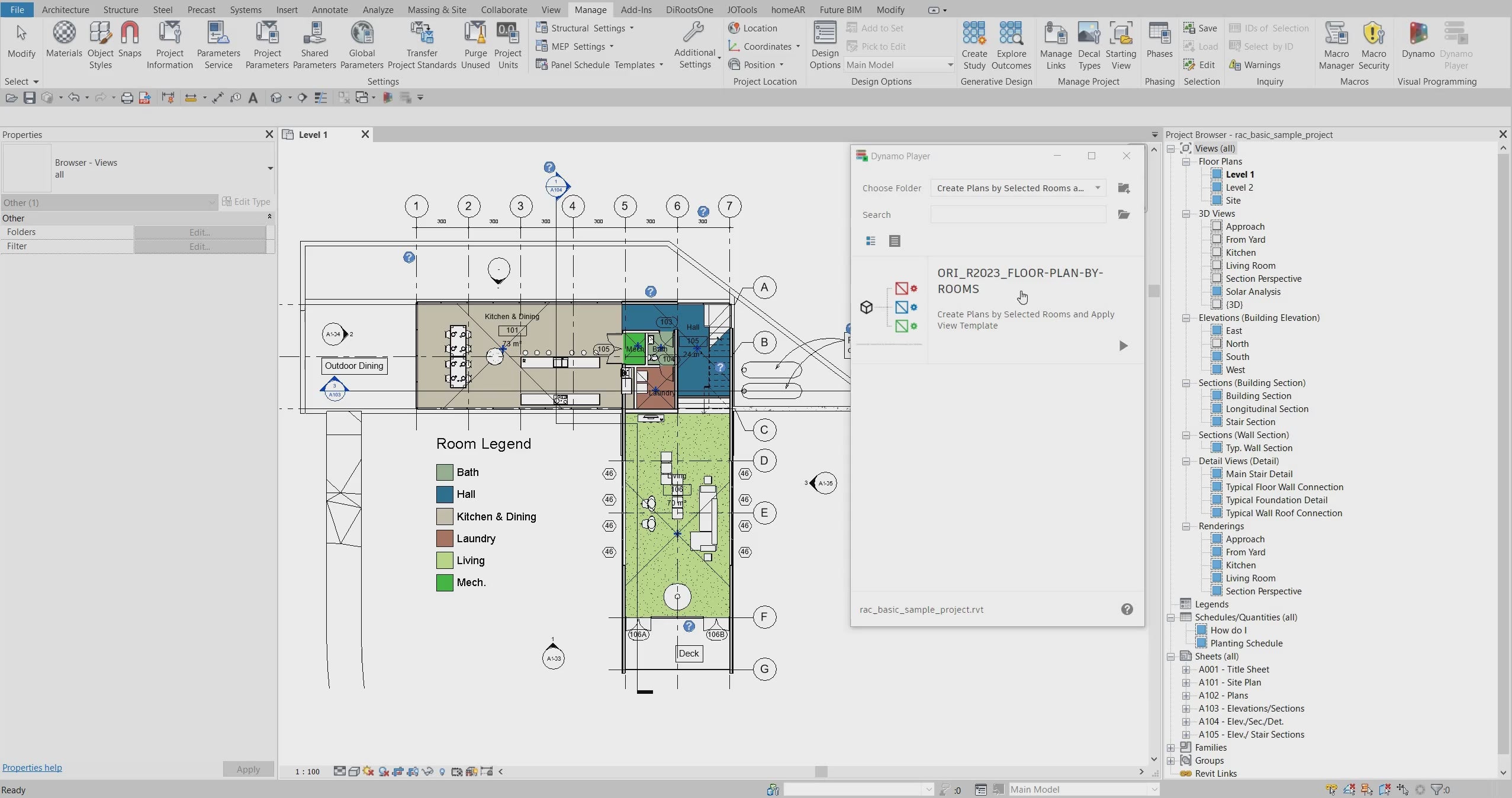 Dynamo Script: Create Plans by Selected Rooms and Apply View Template free download